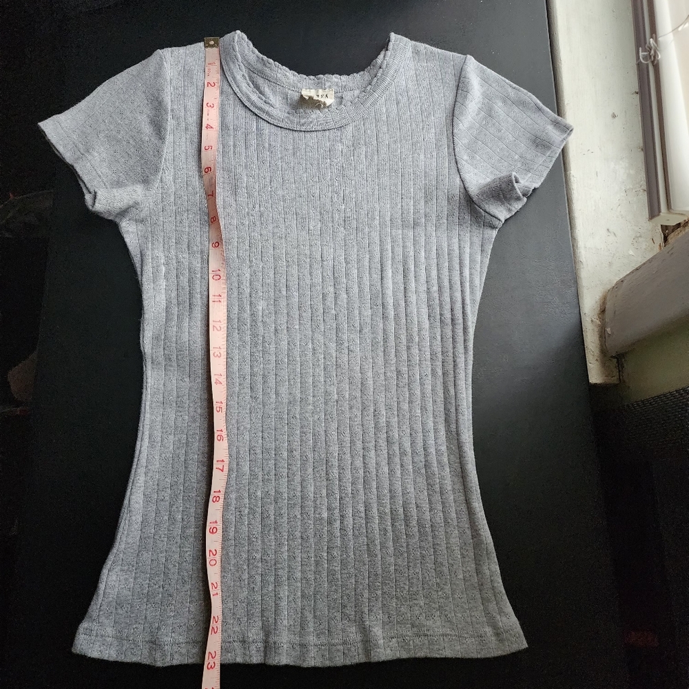 Marea Gray Pointelle Tee XS - Picture 3 of 7